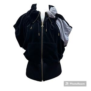 Paris made Mint True Vtg Sonia Rykiel  Velour black gray vest jacket size XS